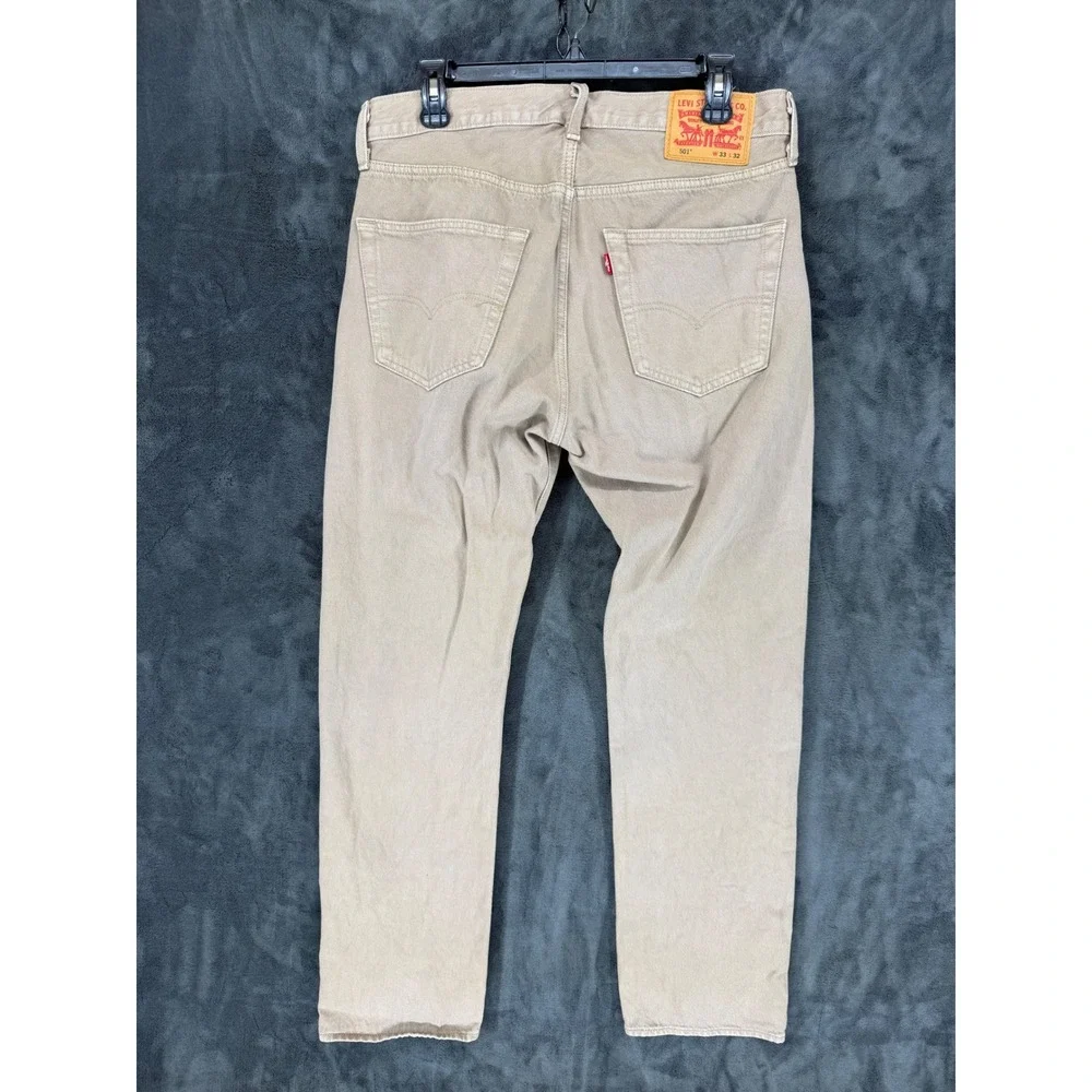 Levis 501 Original Fit Mens Jeans Tan Khaki Button Fly‎ Straight Leg 33x32